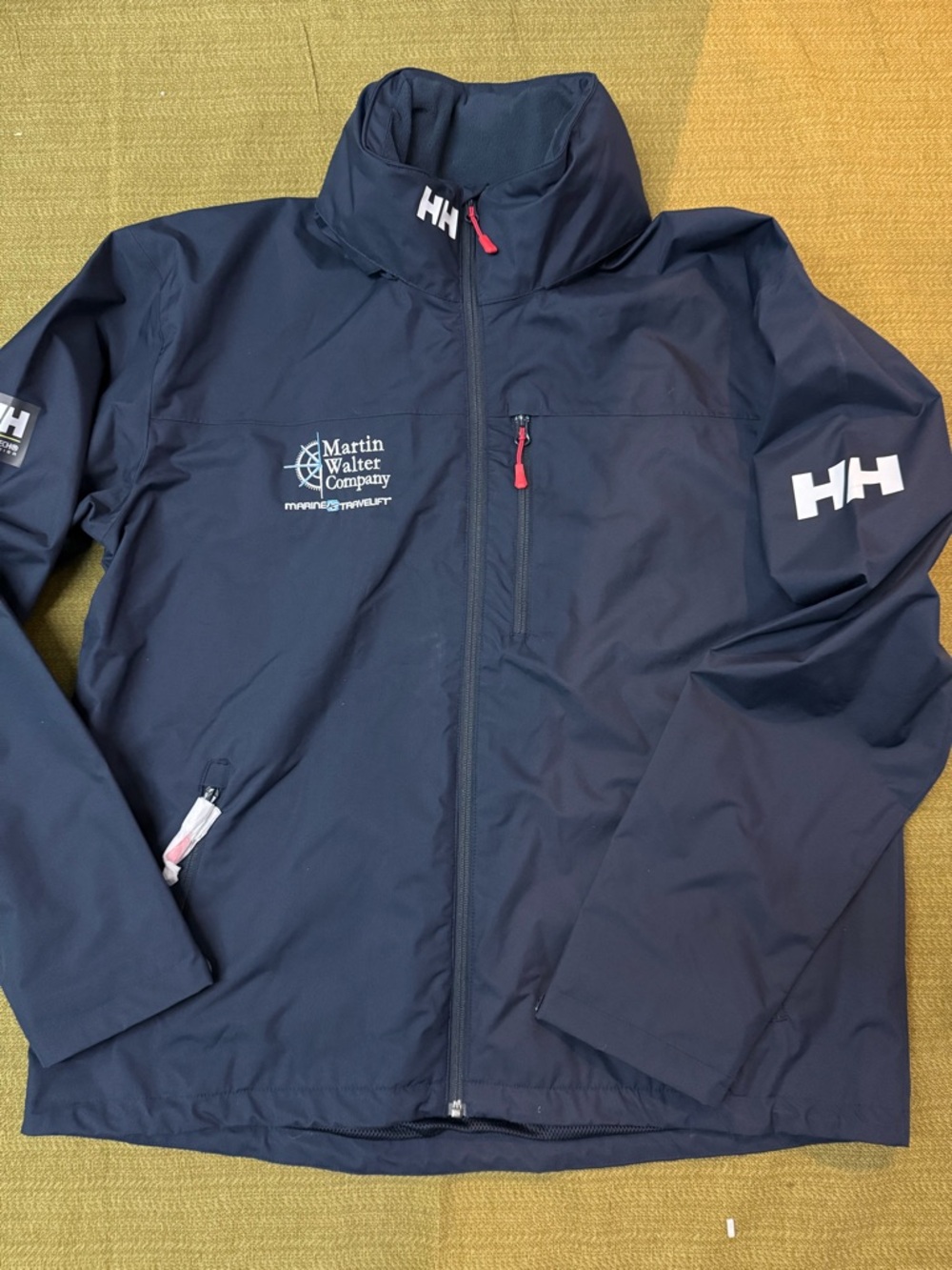 NWOT Helly Hansen Navy Jacket with White Logos and Red Accents Mens XXL